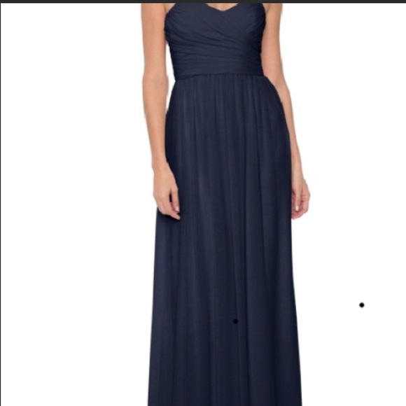 Monique Lhullier Bridesmaids navy strapless gown 0 - Picture 4 of 8